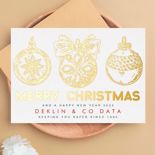 Corporate Happy New Year Ornament Logo Foil Holiday Card