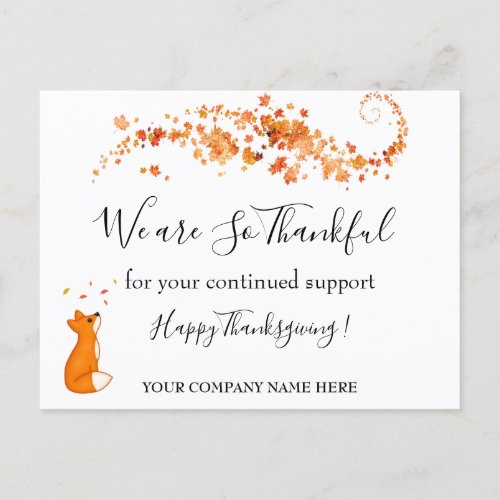 Corporate Happy Thanksgiving Holiday Postcard