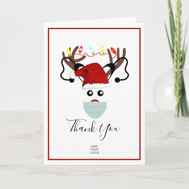 Corporate Healthcare Christmas Thank You Logo Holiday Card (Front)