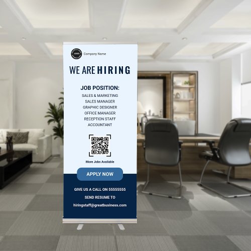 Corporate Hiring Job Vacancy QR Code BUSINESS logo Retractable Banner