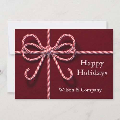 Corporate Holiday Card with Candy Cane Bow