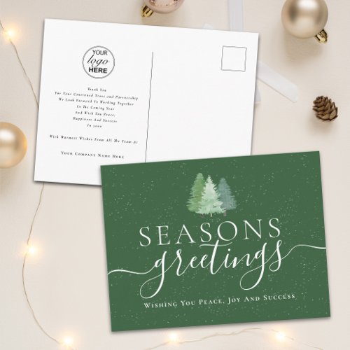 Corporate Holiday Greetings Business Logo Fir Tree Postcard