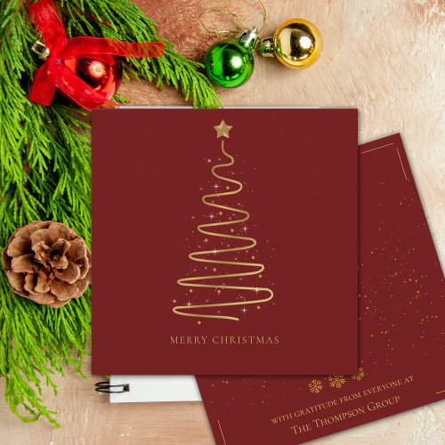 Corporate Holiday Merry Christmas Red and Gold Note Card