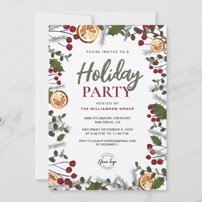 Corporate Holiday Party Christmas foliage Invitation (Front)