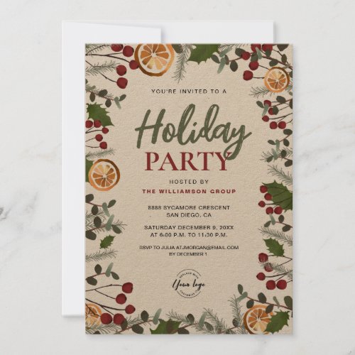 Corporate Holiday Party Christmas foliage Invitation
