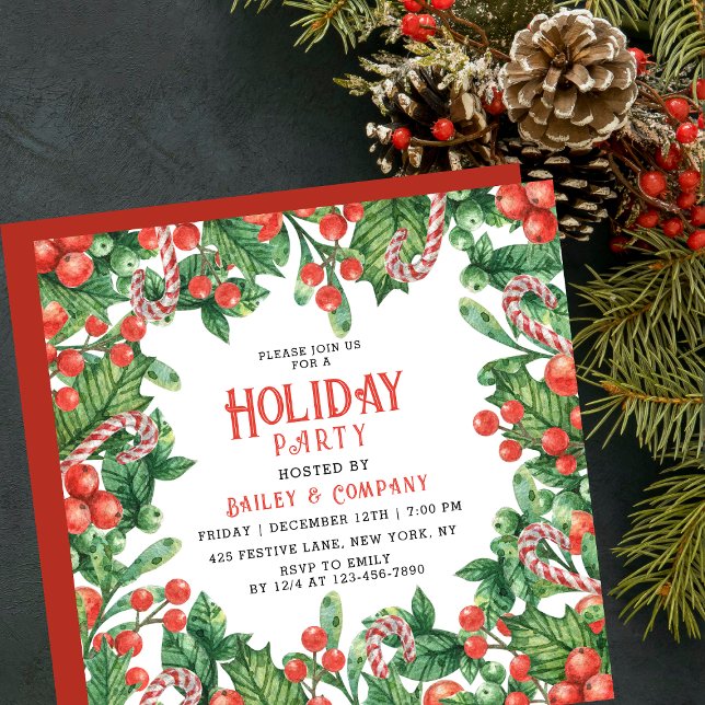 Corporate Holiday Party Floral Christmas Invitation (Creator Uploaded)