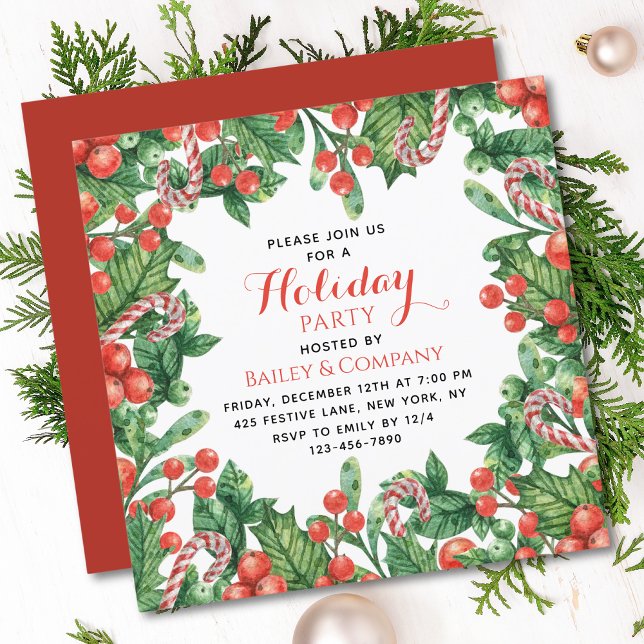 Corporate Holiday Party Floral Christmas Invitation (Creator Uploaded)