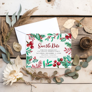 Corporate Holiday Party Foliage Save the Date Invitation Postcard