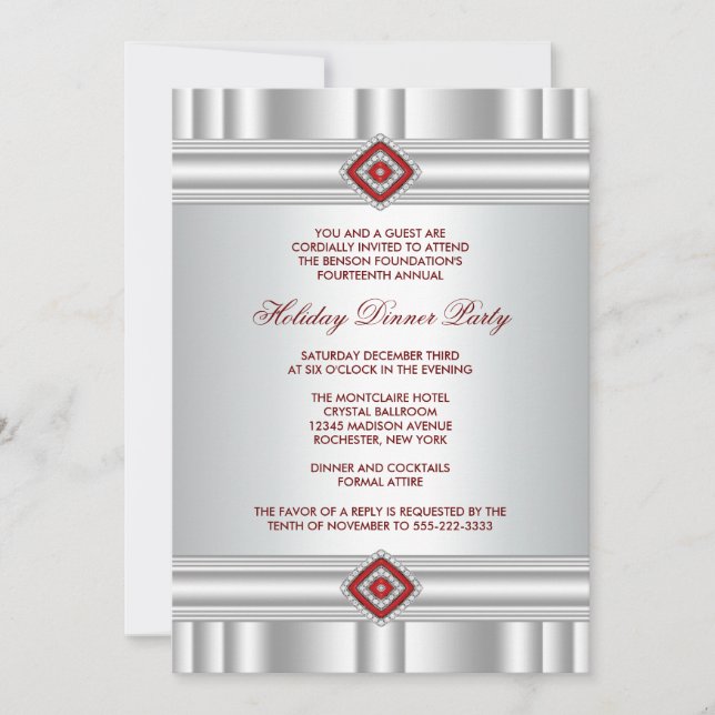 Corporate Holiday Party Invitations Red (Front)