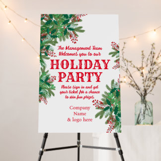 Corporate Holiday Party Welcome green wreath Foam Board