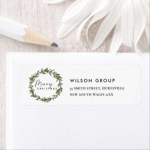 CORPORATE HOLLY BERRY WREATH CHRISTMAS ADDRESS LABEL