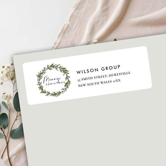 CORPORATE HOLLY BERRY WREATH CHRISTMAS ADDRESS LABEL (Creator Uploaded)