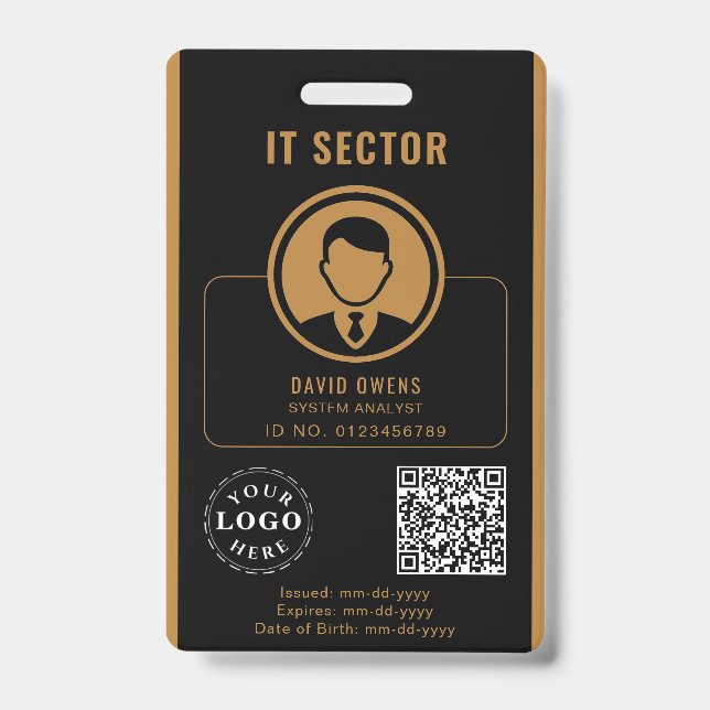 Corporate ID Badge with Photo and QR Code (Front)