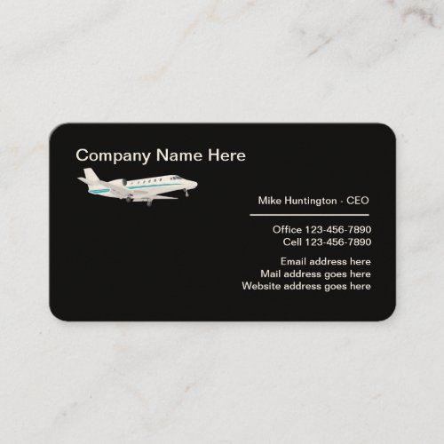 Corporate Jet Transportation Logo Design Business Card