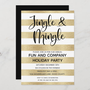 Corporate Jingle and Mingle Gold Black Holiday In Invitation