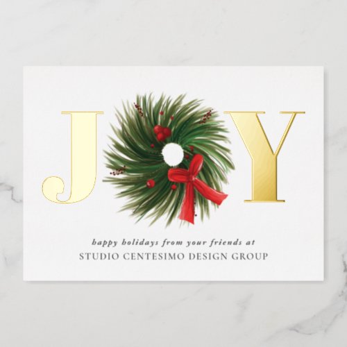 Corporate JOY Watercolor Wreath Holiday Gold