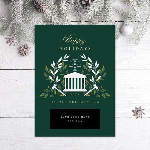 Corporate Law Firm  Foil Green Foil Holiday Card