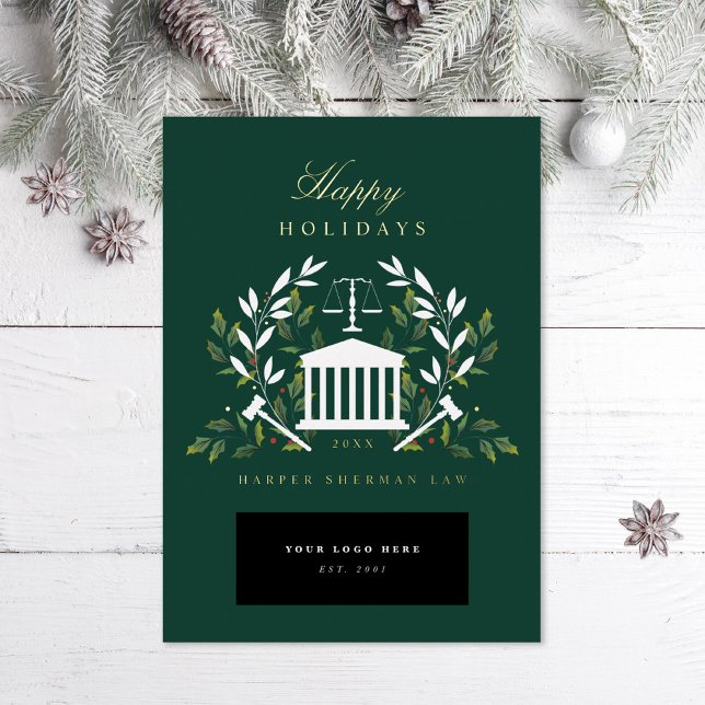 Corporate Law Firm  Foil Green Foil Holiday Card (Creator Uploaded)