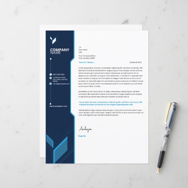 Corporate Letterhead Template (Front/Back In Situ)
