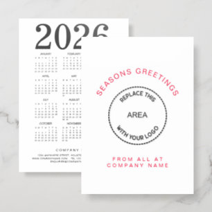 Corporate Logo 2026 Calendar Merry Christmas Letterpress Photo Cards