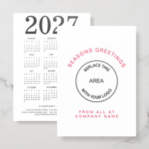 Corporate Logo 2027 Calendar Merry Christmas Letterpress Photo Cards