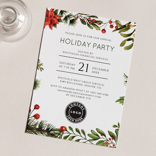 Corporate Logo Christmas Holiday Office Party Invitation