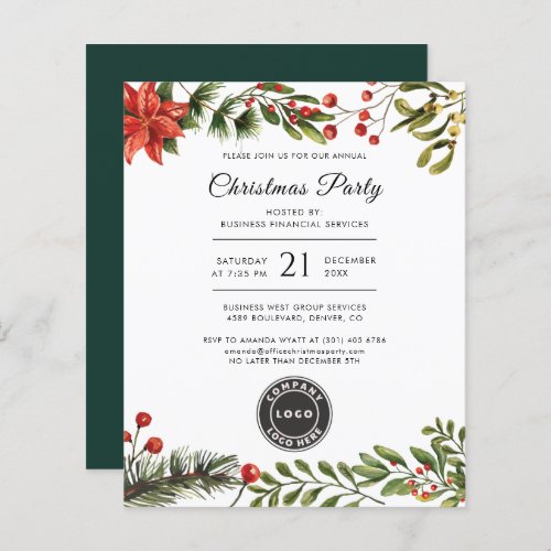 Corporate Logo Christmas Holidays Party Invitation