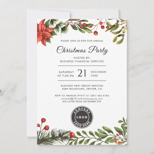 Corporate Logo Christmas Holidays Party Invitation