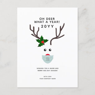 Corporate Logo Christmas Reindeer No Photo Name Holiday Postcard