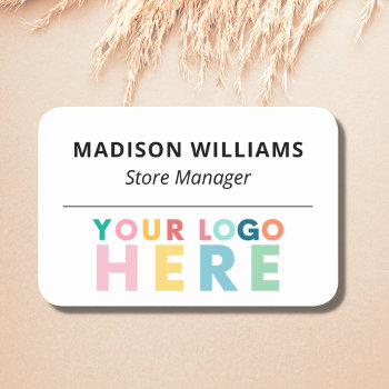 Corporate Logo Custom Employee Professional  Name Tag by clubmagique at Zazzle
