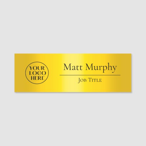 Corporate Logo Employee ID Faux Bright Gold  Name Tag