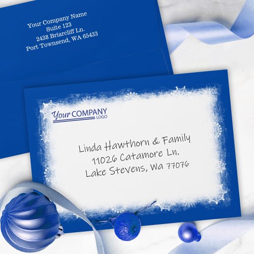 Corporate Logo Festive Blue Pre_addressed Envelope