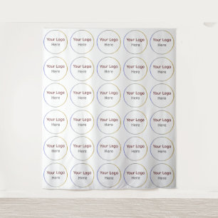 Corporate Logo Gold Blue Framed White Backdrop