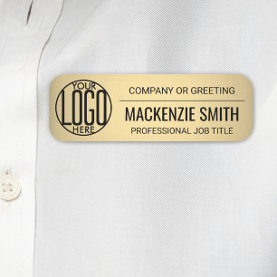 Corporate Logo Gold Color Printed Plastic Employee Name Tag