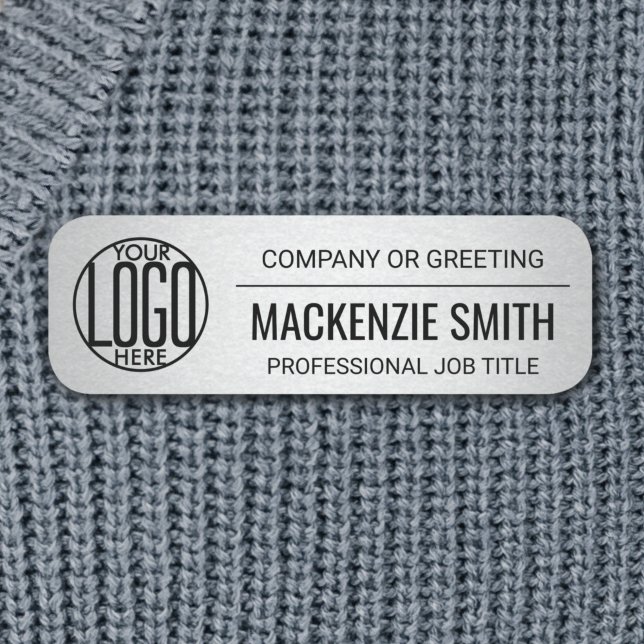 Corporate Logo Gray Color Printed Plastic Employee Name Tag (Creator Uploaded)