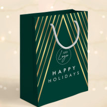 Corporate Logo Green Gold Geometric Christmas Tree