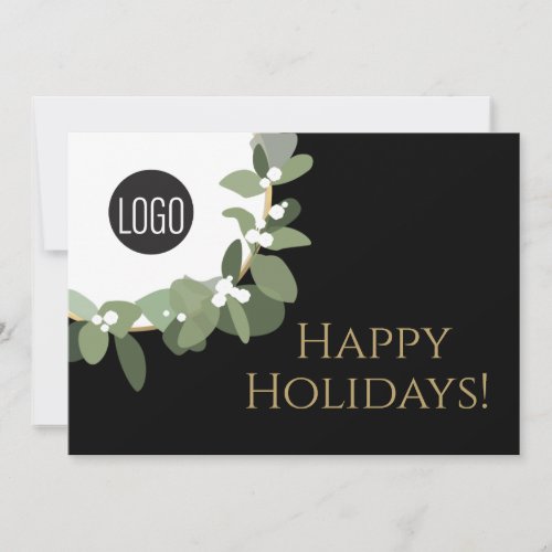 Corporate Logo Happy Holidays No photo Modern Holiday Card