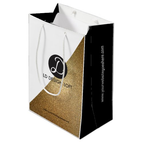 Corporate Logo Holiday Gold Christmas Medium Gift Bag