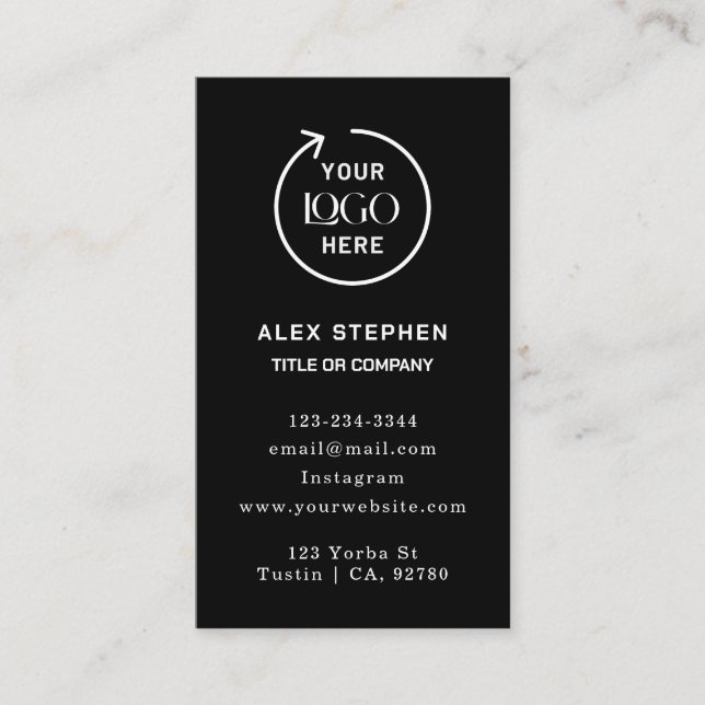Corporate Logo | Minimalist Black Busines Business Card (Front)