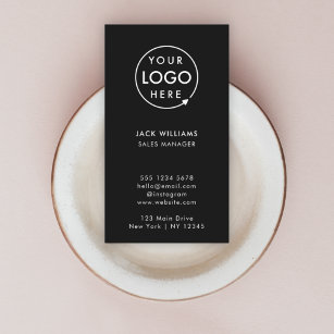 Corporate Logo   Minimalist Vertical Black Business Card
