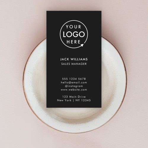 Corporate Logo | Minimalist Vertical Black Business Card