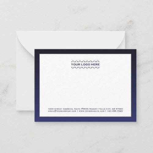 Corporate Logo Navy and White Note Card
