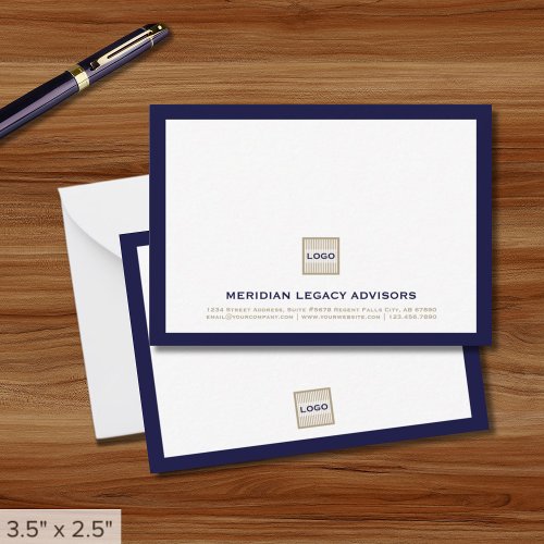 Corporate Logo Navy White Note Card