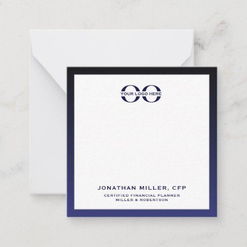 Corporate Logo Navy White Square Note Card