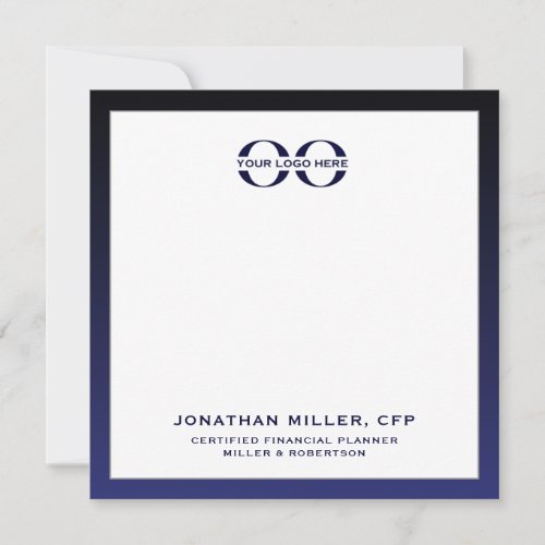 Corporate Logo Note Card Navy White