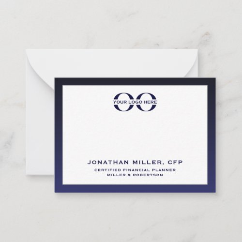 Corporate Logo Note Card Navy White