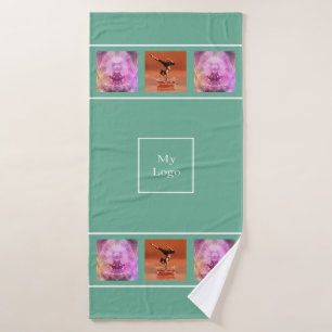 Corporate logo photo collage green business bath towel