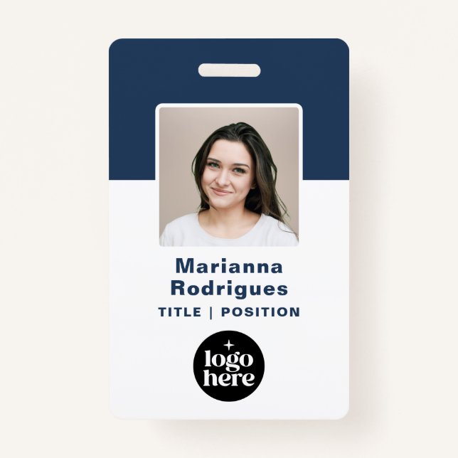 Corporate Logo Photo Custom Employee ID Badge (Front)