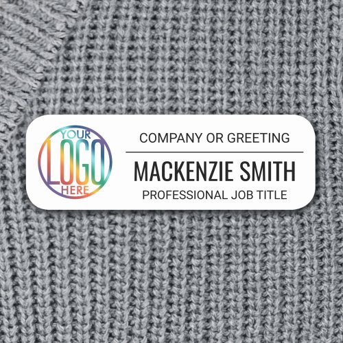 Corporate Logo Professional Employee Basic White Name Tag