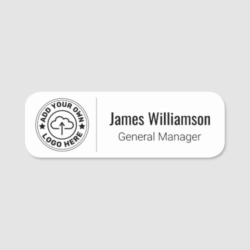 Corporate Logo Professional Employee Black White Name Tag